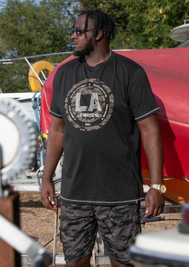 D555 BENNY LA Camo Printed Crew Neck T-Shirt Black - Camisetas - Camisetas - 2XL-14XL