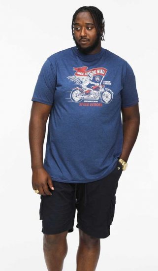 D555 BRADFORD Skeleton Biker Printed T-Shirt Navy - Camisetas - Camisetas - 2XL-14XL