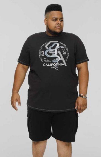 D555 CORTEX California Snake Printed Crew Neck T-Shirt Washed Black - Camisetas - Camisetas - 2XL-14XL