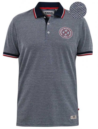 D555 KEMSTON Birds Eye Pique Polo Navy/White - Polos - Polos 2XL-8XL