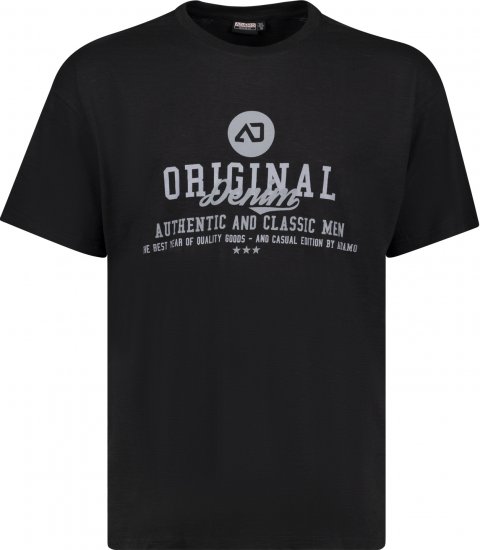 Adamo Sandro Regular fit Slub effect T-shirt Black - Camisetas - Camisetas - 2XL-14XL