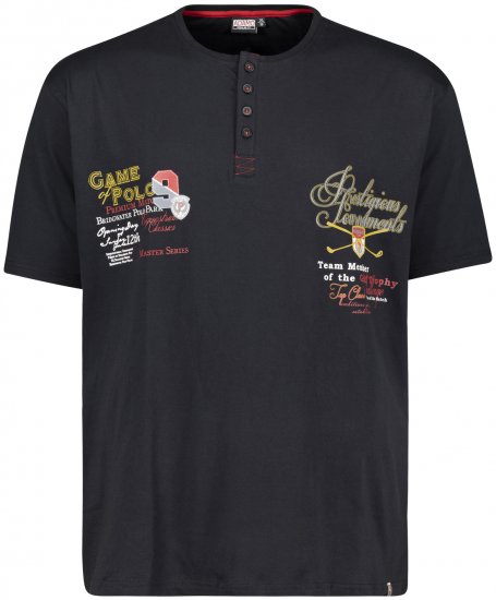 Adamo Dundee Printed Serafino T-shirt Black - Camisetas - Camisetas - 2XL-14XL