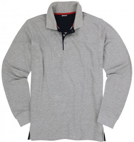 Adamo Peter Comfort fit Long sleeve Polo Grey - Polos - Polos 2XL-8XL