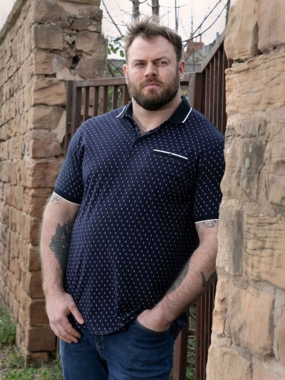 D555 Reid AOP Polo With Jacquard Collar, Pocket And Cuffs Azul marino - Polos - Polos 2XL-8XL