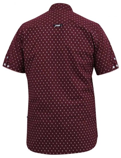 D555 DUNSTABLE S/S Micro AO Print Shirt Burgundy - Camisas - Camisas 2XL-10XL