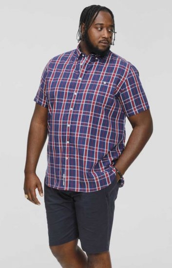 D555 ROYSTON S/S Shirt Navy - Camisas - Camisas 2XL-10XL