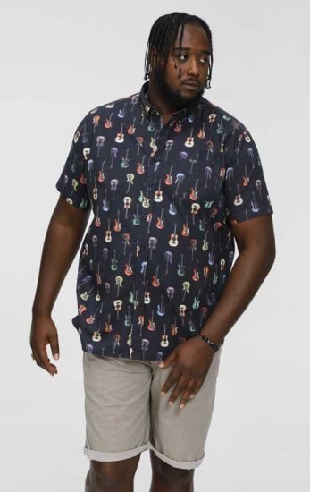 D555 BARRATT Guitar AO Printed Button Down Collar S/S Shirt - Camisas - Camisas 2XL-10XL