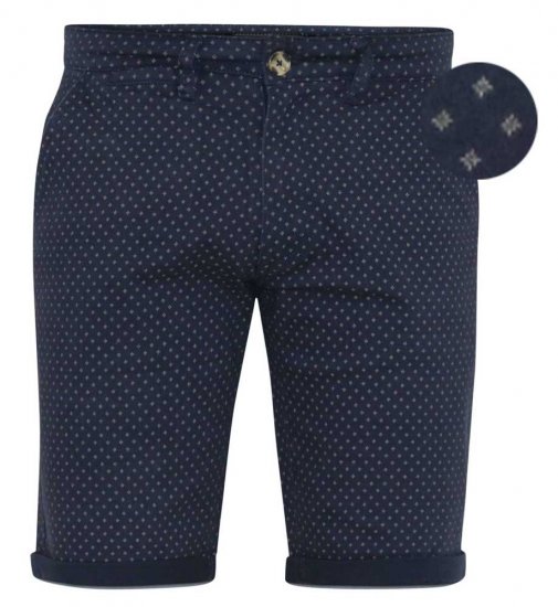 D555 DUDLEY AO Printed Stretch Chino Shorts Navy - Pantalones cortos - Pantalones cortos W40-W60