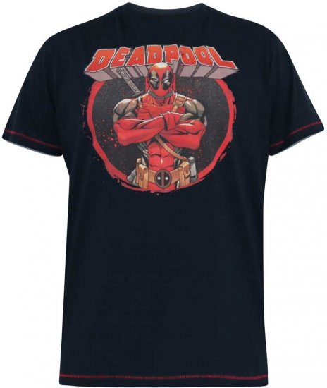 D555 WADE Official Deadpool Printed T-Shirt Dark Navy - Camisetas - Camisetas - 2XL-14XL