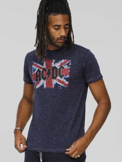 D555 DENNIS Official AC/DC Printed Crew Neck T-Shirt Navy Reno - Camisetas - Camisetas - 2XL-14XL