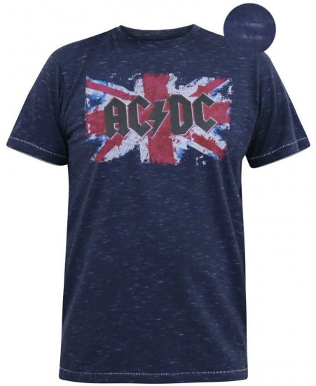 D555 DENNIS Official AC/DC Printed Crew Neck T-Shirt Navy Reno - Camisetas - Camisetas - 2XL-14XL