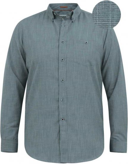 D555 RADCLIFFE Cross Hatch Soft Touch Slub Long Sleeve Shirt With Chest Patch Pocket Charcoal - Camisas - Camisas 2XL-10XL