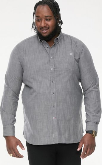 D555 RADCLIFFE Cross Hatch Soft Touch Slub Long Sleeve Shirt With Chest Patch Pocket Charcoal - Camisas - Camisas 2XL-10XL