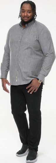 D555 RADCLIFFE Cross Hatch Soft Touch Slub Long Sleeve Shirt With Chest Patch Pocket Charcoal - Camisas - Camisas 2XL-10XL