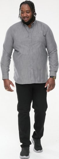 D555 RADCLIFFE Cross Hatch Soft Touch Slub Long Sleeve Shirt With Chest Patch Pocket Charcoal - Camisas - Camisas 2XL-10XL