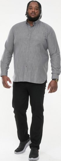 D555 RADCLIFFE Cross Hatch Soft Touch Slub Long Sleeve Shirt With Chest Patch Pocket Charcoal - Camisas - Camisas 2XL-10XL