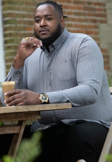 D555 RADCLIFFE Cross Hatch Soft Touch Slub Long Sleeve Shirt With Chest Patch Pocket Charcoal - Camisas - Camisas 2XL-10XL