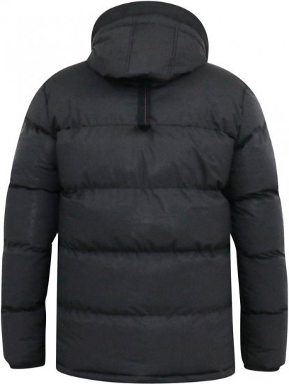 D555 DOMENIC Quilted Puffer Jacket With Half Micro Fleece Lining And Hood Black - Chaquetas - Chaquetas Tallas Grandes 2XL-8XL
