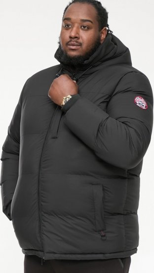 D555 DOMENIC Quilted Puffer Jacket With Half Micro Fleece Lining And Hood Black - Chaquetas - Chaquetas Tallas Grandes 2XL-8XL