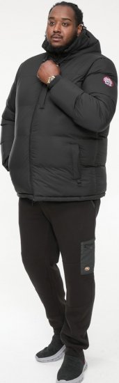 D555 DOMENIC Quilted Puffer Jacket With Half Micro Fleece Lining And Hood Black - Chaquetas - Chaquetas Tallas Grandes 2XL-8XL