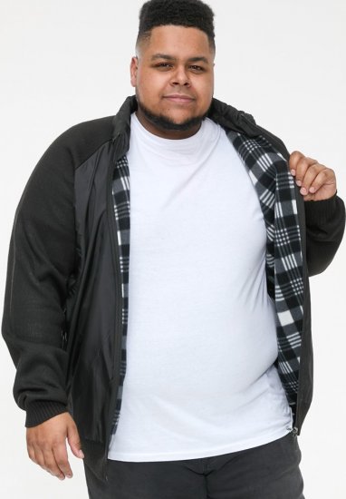 D555 MARSDEN Hybrid Knitted Jacket With Bonded Fleece Lining Black - Chaquetas - Chaquetas Tallas Grandes 2XL-8XL