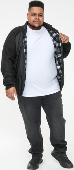 D555 MARSDEN Hybrid Knitted Jacket With Bonded Fleece Lining Black - Chaquetas - Chaquetas Tallas Grandes 2XL-8XL