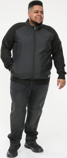 D555 MARSDEN Hybrid Knitted Jacket With Bonded Fleece Lining Black - Chaquetas - Chaquetas Tallas Grandes 2XL-8XL