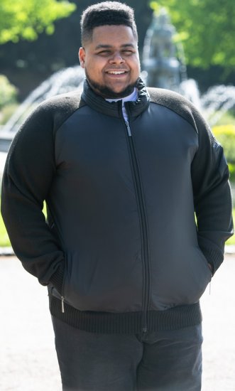 D555 MARSDEN Hybrid Knitted Jacket With Bonded Fleece Lining Black - Chaquetas - Chaquetas Tallas Grandes 2XL-8XL