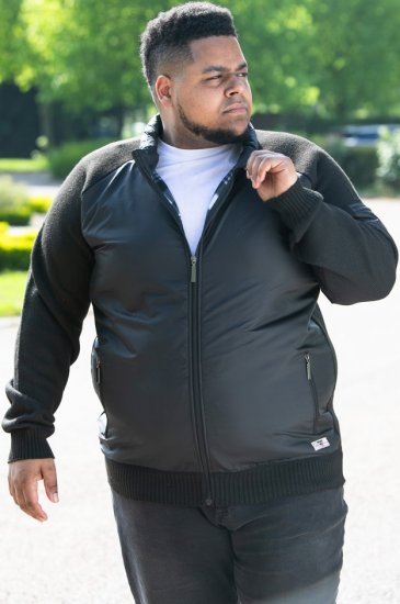 D555 MARSDEN Hybrid Knitted Jacket With Bonded Fleece Lining Black - Chaquetas - Chaquetas Tallas Grandes 2XL-8XL