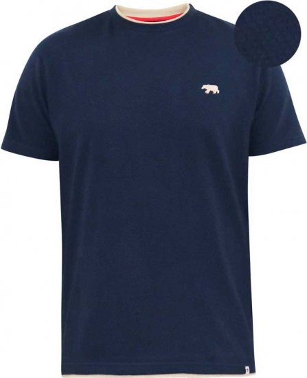 D555 SANDFORD Double Layer On Neck Ribs And Hem Waffle Textured T-Shirt Navy - Camisetas - Camisetas - 2XL-14XL