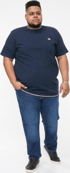 D555 SANDFORD Double Layer On Neck Ribs And Hem Waffle Textured T-Shirt Navy - Camisetas - Camisetas - 2XL-14XL