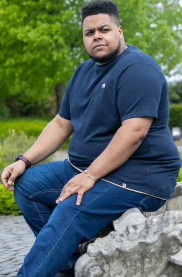 D555 SANDFORD Double Layer On Neck Ribs And Hem Waffle Textured T-Shirt Navy - Camisetas - Camisetas - 2XL-14XL
