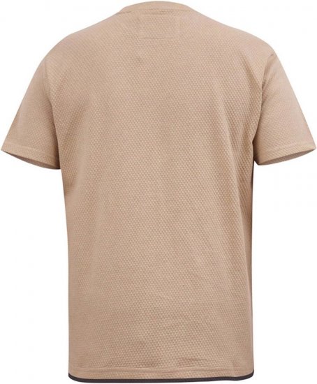 D555 SANDFORD Double Layer On Neck Ribs And Hem Waffle Textured T-Shirt Beige - Camisetas - Camisetas - 2XL-14XL