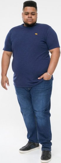 D555 ORSTON Reno Fabric Crew Neck T-Shirt With Chest Embroidery Blue Reno - Camisetas - Camisetas - 2XL-14XL