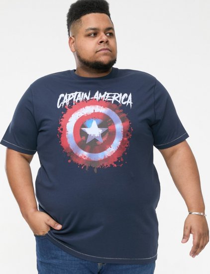 D555 ROGERS Official Captain America Printed T-Shirt Dark Navy - Camisetas - Camisetas - 2XL-14XL