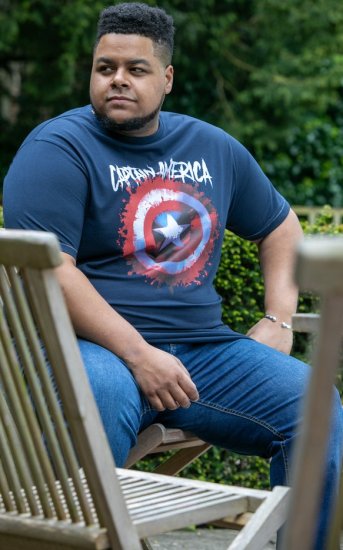 D555 ROGERS Official Captain America Printed T-Shirt Dark Navy - Camisetas - Camisetas - 2XL-14XL