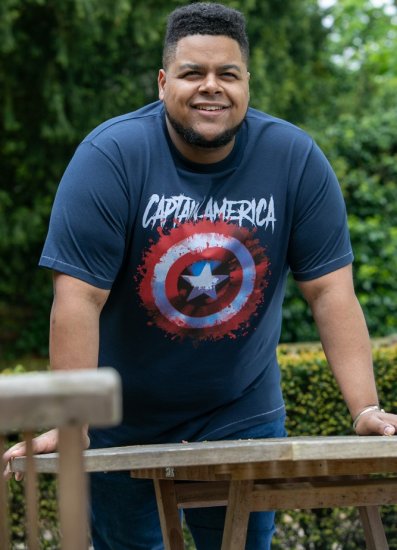 D555 ROGERS Official Captain America Printed T-Shirt Dark Navy - Camisetas - Camisetas - 2XL-14XL