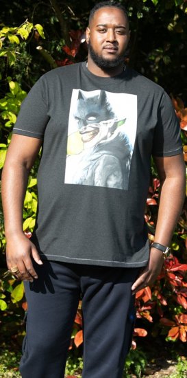 D555 MARTIN Official Batman Printed T-Shirt Washed Black - Camisetas - Camisetas - 2XL-14XL