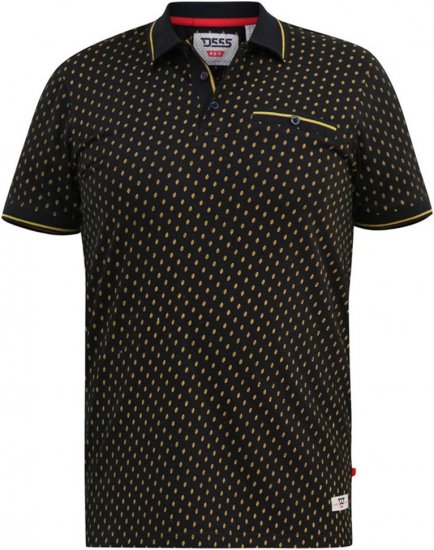 D555 RAUL AOP Jersey Polo With Jacquard Collar, Ribs And Chest Pocket Black - Polos - Polos 2XL-8XL