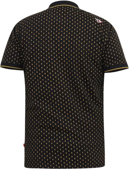 D555 RAUL AOP Jersey Polo With Jacquard Collar, Ribs And Chest Pocket Black - Polos - Polos 2XL-8XL