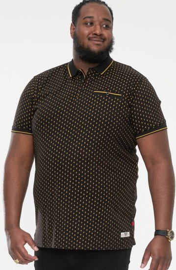 D555 RAUL AOP Jersey Polo With Jacquard Collar, Ribs And Chest Pocket Black - Polos - Polos 2XL-8XL