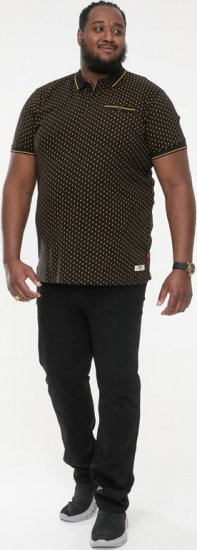 D555 RAUL AOP Jersey Polo With Jacquard Collar, Ribs And Chest Pocket Black - Polos - Polos 2XL-8XL