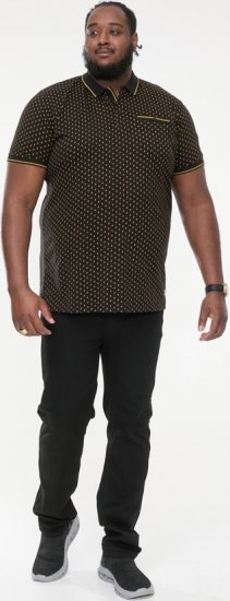 D555 RAUL AOP Jersey Polo With Jacquard Collar, Ribs And Chest Pocket Black - Polos - Polos 2XL-8XL