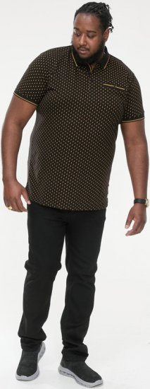D555 RAUL AOP Jersey Polo With Jacquard Collar, Ribs And Chest Pocket Black - Polos - Polos 2XL-8XL