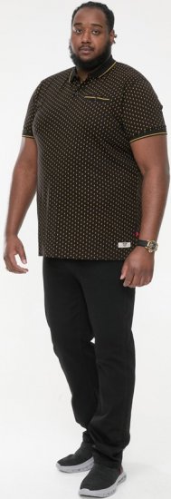 D555 RAUL AOP Jersey Polo With Jacquard Collar, Ribs And Chest Pocket Black - Polos - Polos 2XL-8XL