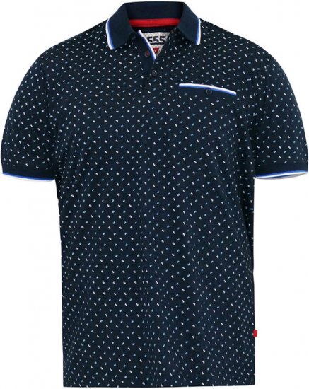 D555 OAKLEY AOP Jersey Polo With Jacquard Collar, Ribs And Chest Pocket Navy - Polos - Polos 2XL-8XL