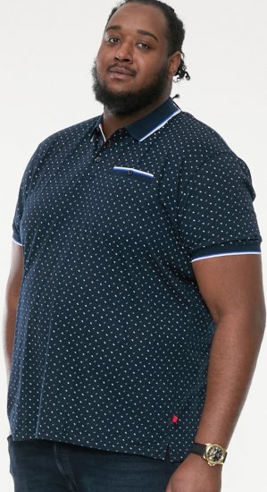 D555 OAKLEY AOP Jersey Polo With Jacquard Collar, Ribs And Chest Pocket Navy - Polos - Polos 2XL-8XL
