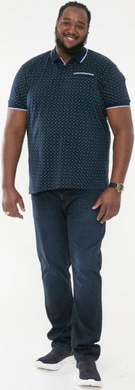 D555 OAKLEY AOP Jersey Polo With Jacquard Collar, Ribs And Chest Pocket Navy - Polos - Polos 2XL-8XL