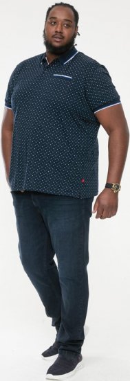 D555 OAKLEY AOP Jersey Polo With Jacquard Collar, Ribs And Chest Pocket Navy - Polos - Polos 2XL-8XL
