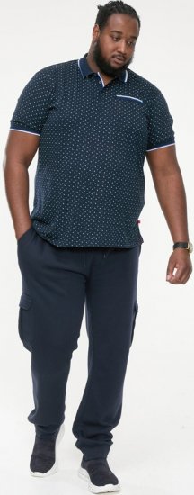 D555 OAKLEY AOP Jersey Polo With Jacquard Collar, Ribs And Chest Pocket Navy - Polos - Polos 2XL-8XL